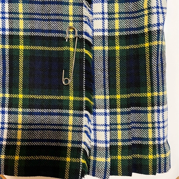 Made In Scotland Moffat Weavers Academia Navy Plaid Pleated Midi Kilt Skirt XXS - Picture 5 of 9